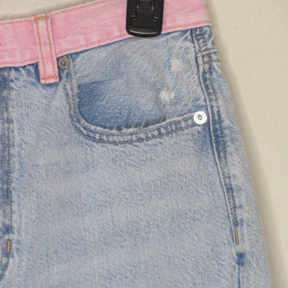 American Eagle Women's High Rise Pink Waistband Destruct Mom Jeans Size 6 B1-01 - Picture 3 of 16